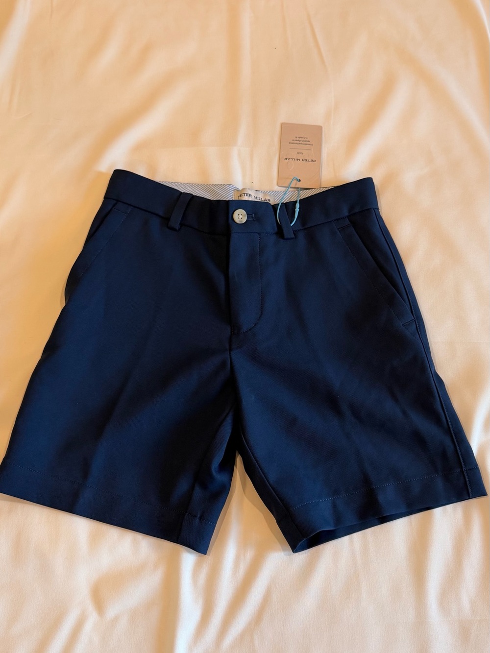 Peter Millar Navy Flat-Front Performance Shorts